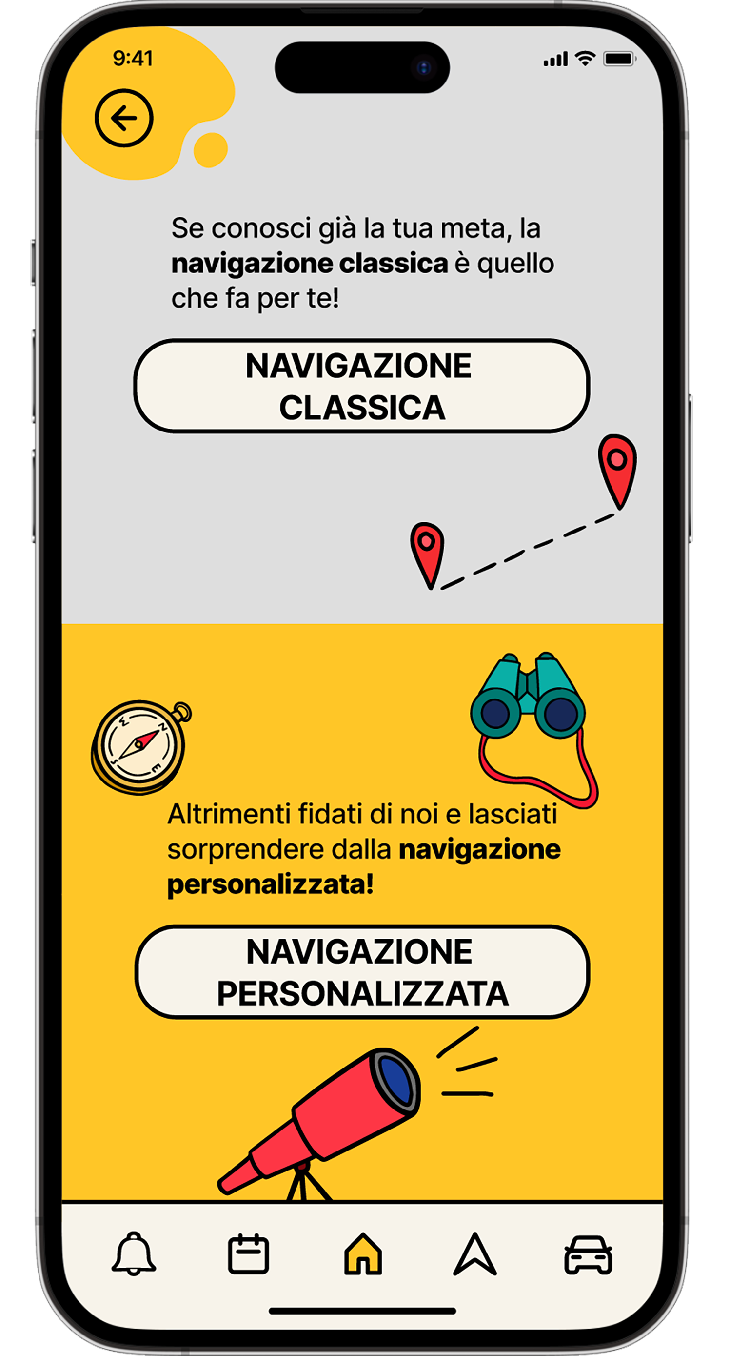 Navigazione classica o personalizzata